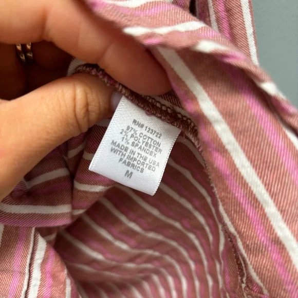 Xirena Long Sleeve Striped Band Collar Shirt M - Picture 9 of 9